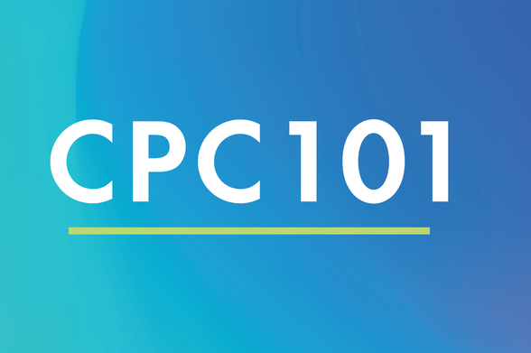 White text CPC 101 above a thin yellow line on a gradient blue background.